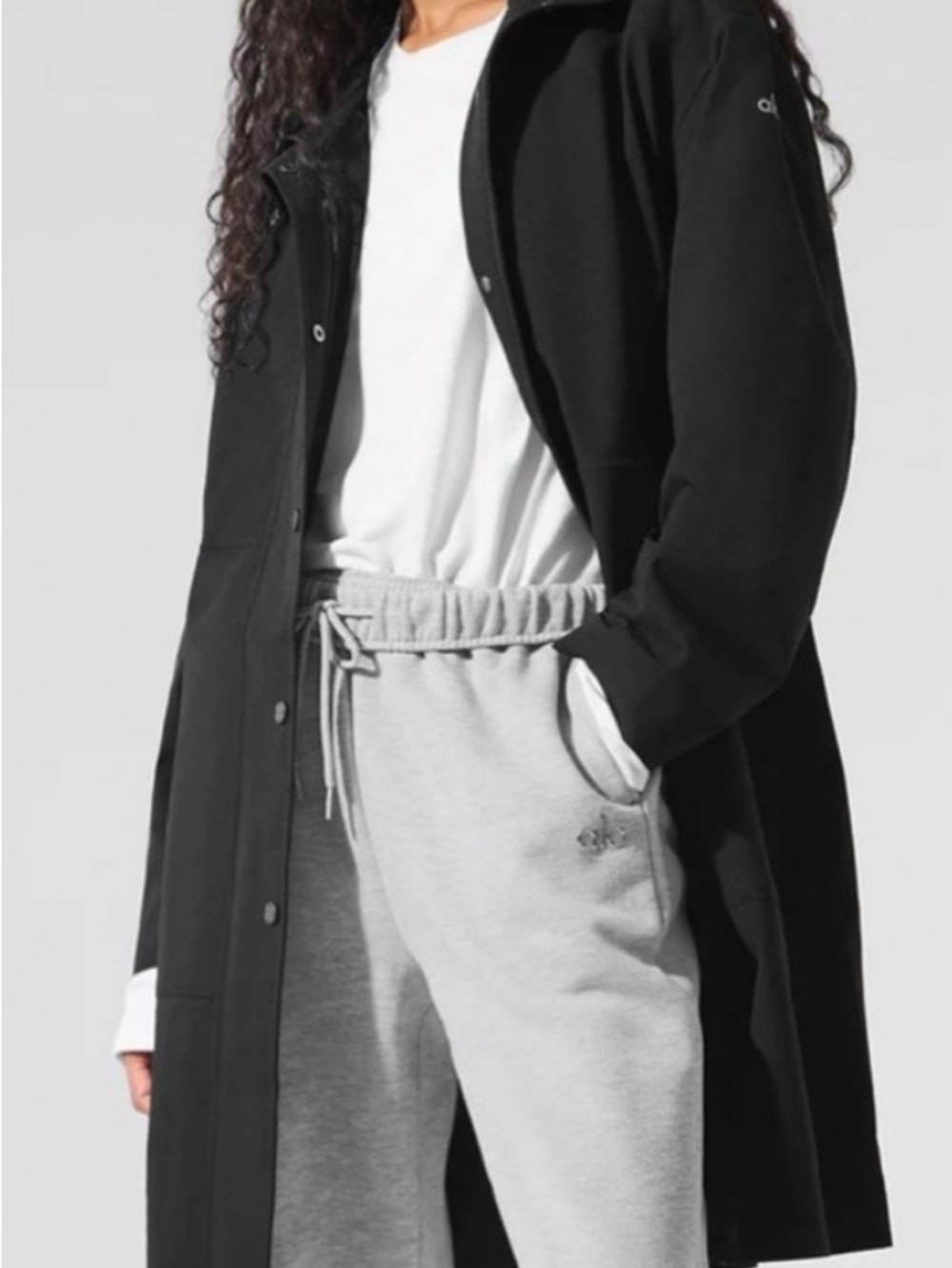 Alo Rain Or Shine Long Coat | color: black | size: M